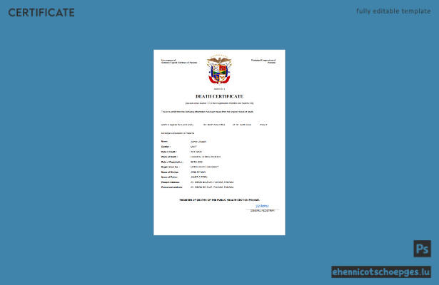 Panama-Sterbeurkunde: Beispiel-Word- und PDF-Datei (Vorschau)